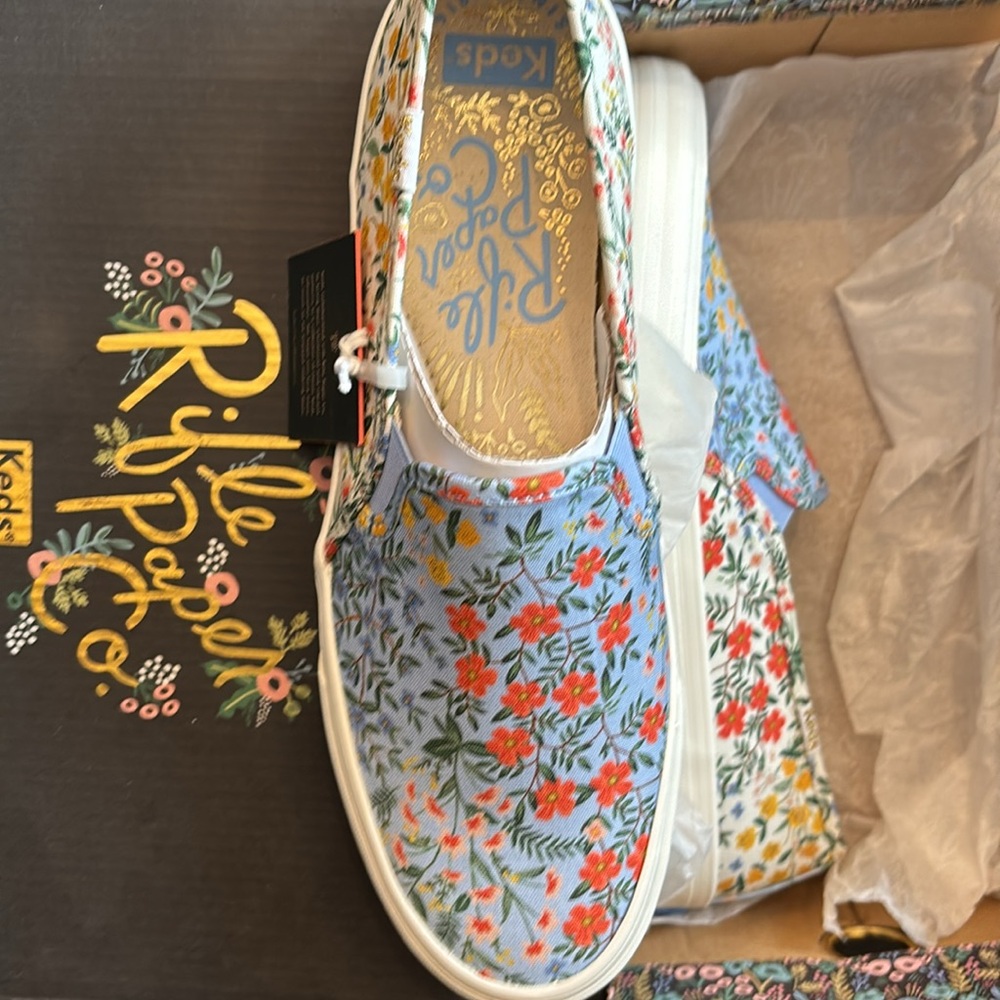 Rifle Paper Co. Floral Sneakers - Blue and Yellow